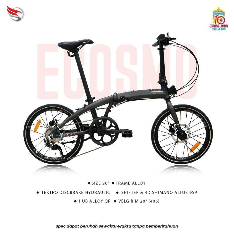 sepeda lipat 20 element ecosmo 9 JAMSELINAS edition - seli folding bike 9 speed hydrolik
