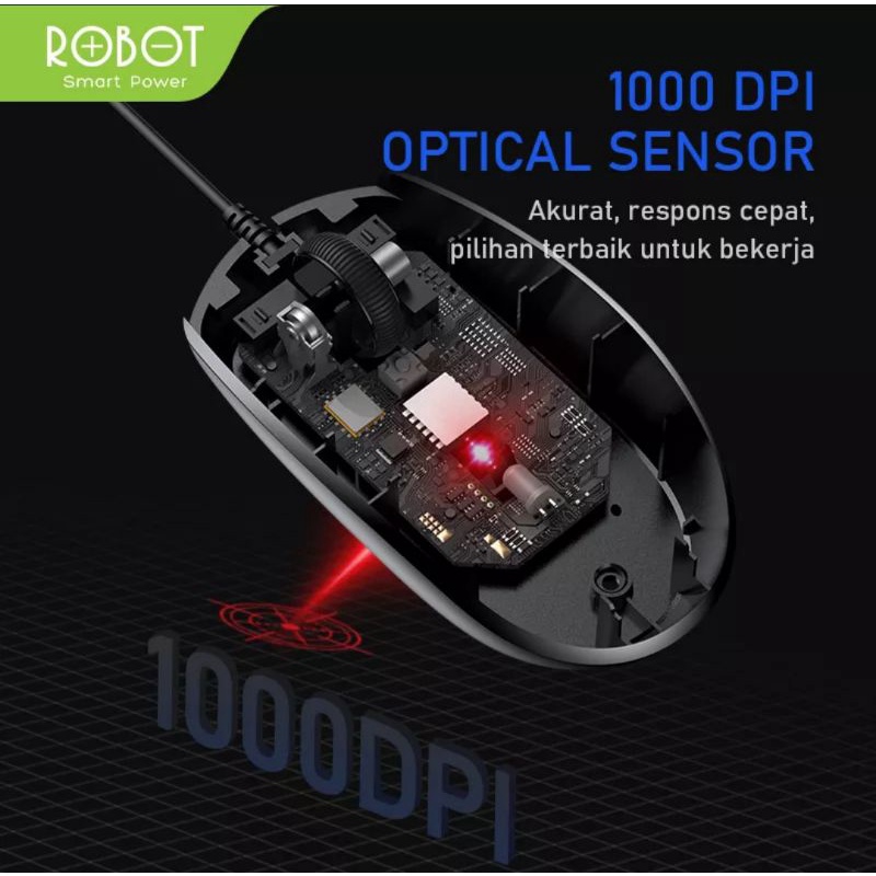 WIRED MOUSE 1000 DPI ROBOT M120 GARANSI 1 TAHUN