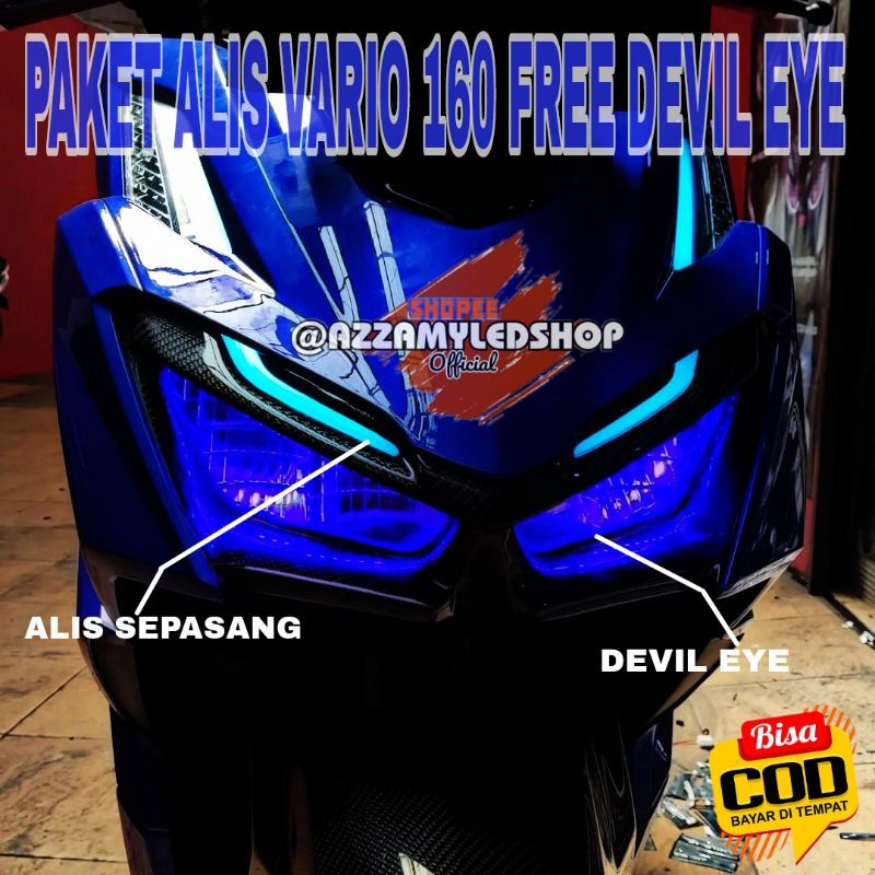 Paket lengkap lampu motor DRL alis lampu alis Vario 160  bonus 4 biji demon eye devil eye kualitas grade A super terang