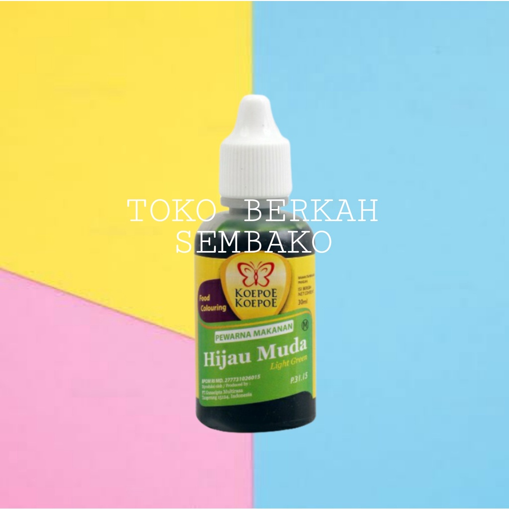 

Koepoe Koepoe Perwarna Makanan HIJAU MUDA 30ml / Food Color Kupu Kupu Coloring