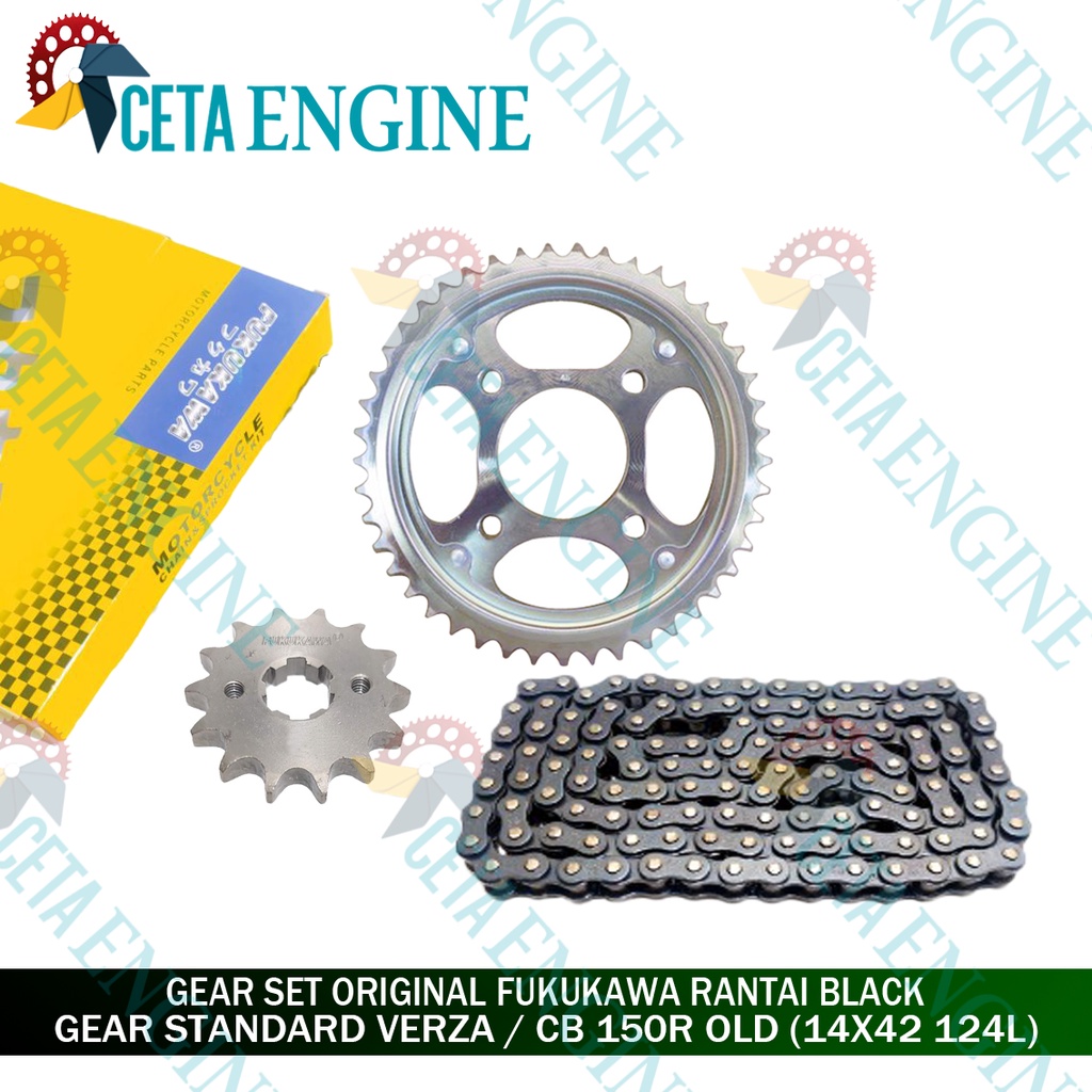 [ BISA COD ] GEAR SET LENGKAP STANDARD VERZA CB150 OLD ORIGINAL FUKUKAWA JAPAN 428H 124L 14X42 JEPAN