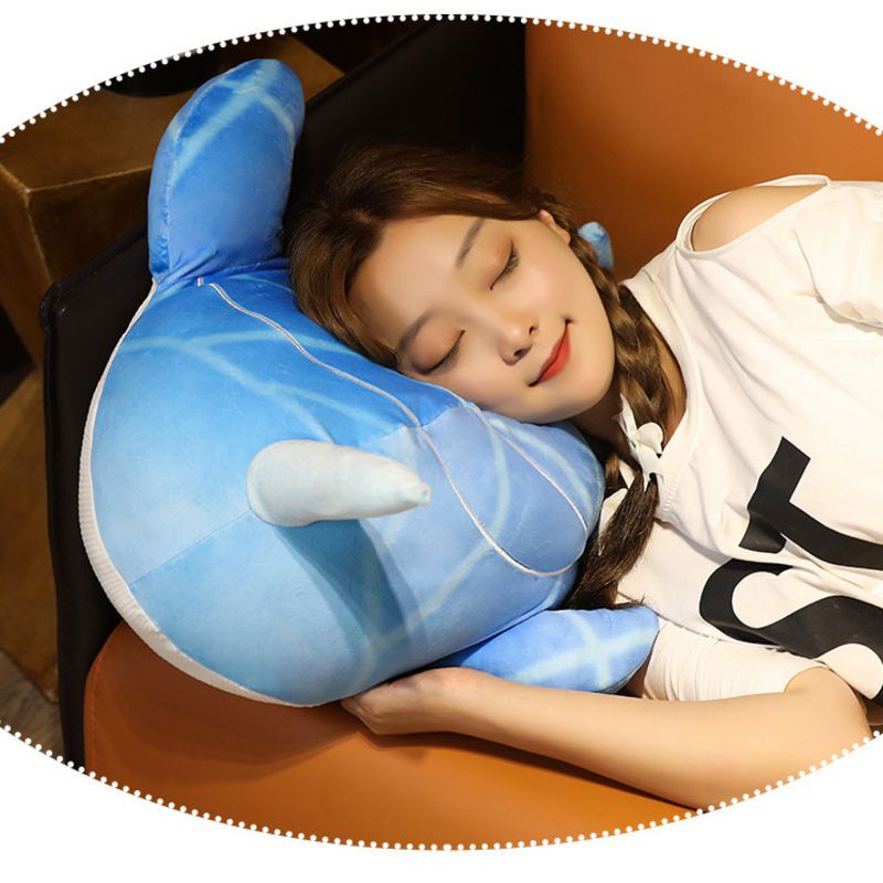 70cm Genshin Impact Whale Mainan Stuffed Toy Boneka Plush Dolls Throw Pillow Toys Cartoon Gift