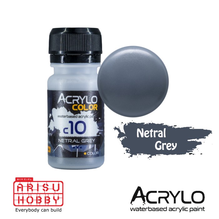 

ACRYLO COLOR NETRAL GREY C10 WaterBased Acrylic Paint Color Cat Gundam