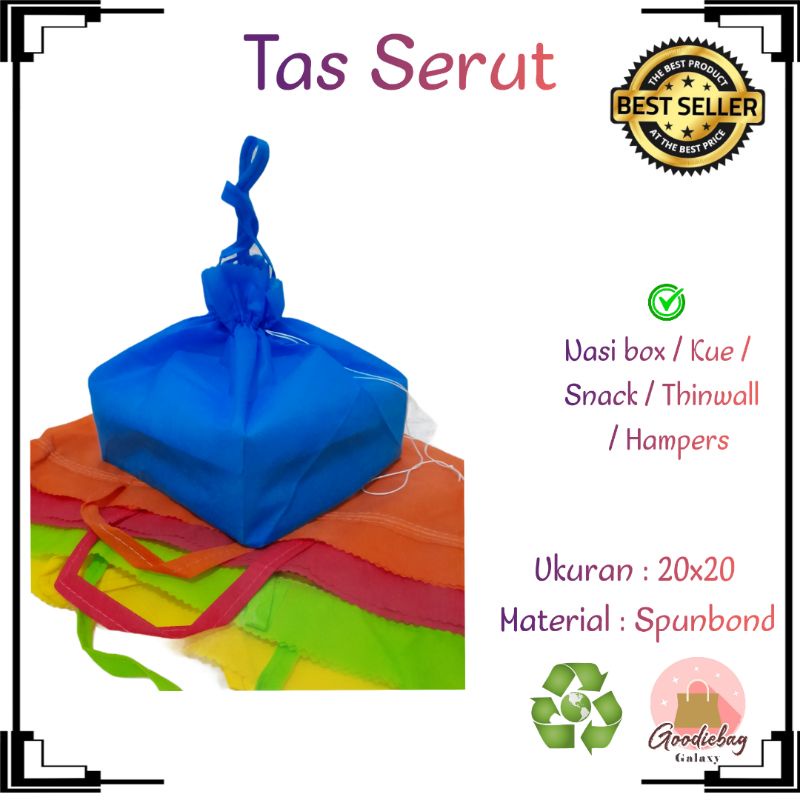 

Goodie bag tas serut spunbond polos hajatan 20x20 tas box nasi snack syukuran berkat murah