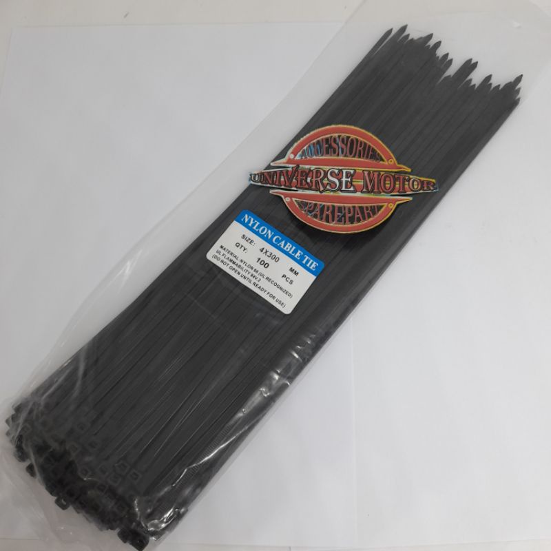 TALI TIES KABEL TIE CABLE TIS 3.5 X 300 MM 30 CM ISI 100 PCS HITAM