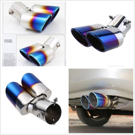 Tailpipe 2 Lobang Rainbow Pelangi Racing Ujung Kenalpot Universal Muffler Cutter Extention Extension Knalpot Tip Burn Tail Pipe Sambungan