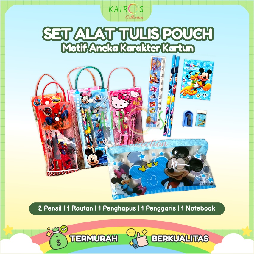 Alat Tulis Set Karakter Pouch Lucu