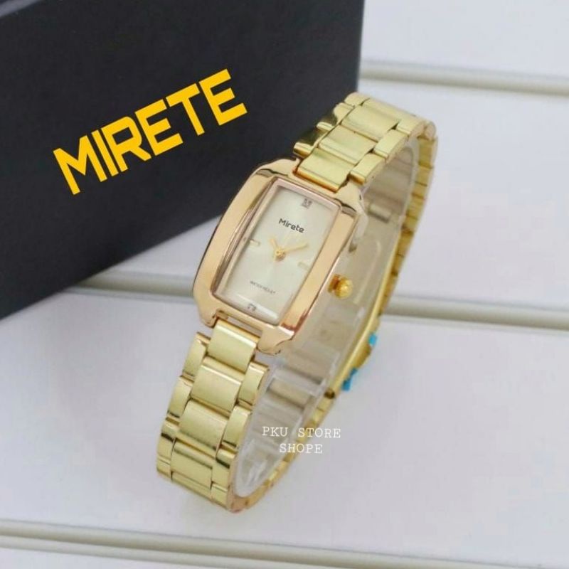 Jam Tangan Cewek/Wanita Strap Rantai Stainlees Steel Water Resistant Persegi Panjang Kasual Wanita Sporty_Fashion Wanita Jam Tangan Analog Mewah Elegan Wanna Hitam / Gold / Silver / Hitam Rosgold | Jam Tangan Wanita