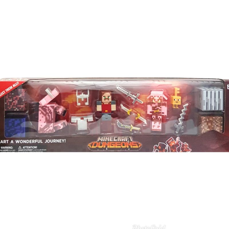 Mainan Figure Minecraft Dungeos Set 4 karakter Miniatur hiasan Topper