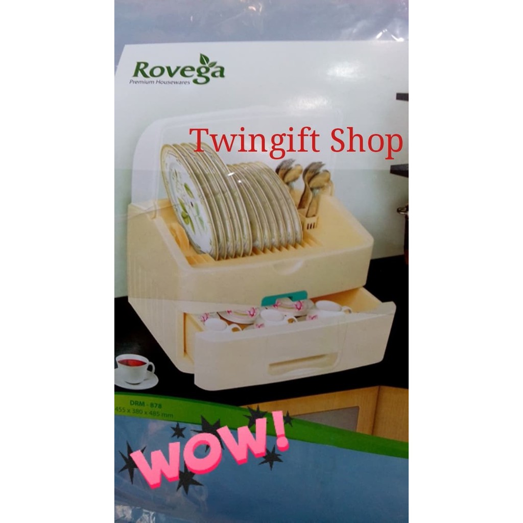 Rak Piring Plastik Tutup Rovega.(KHUSUS GOJEK).