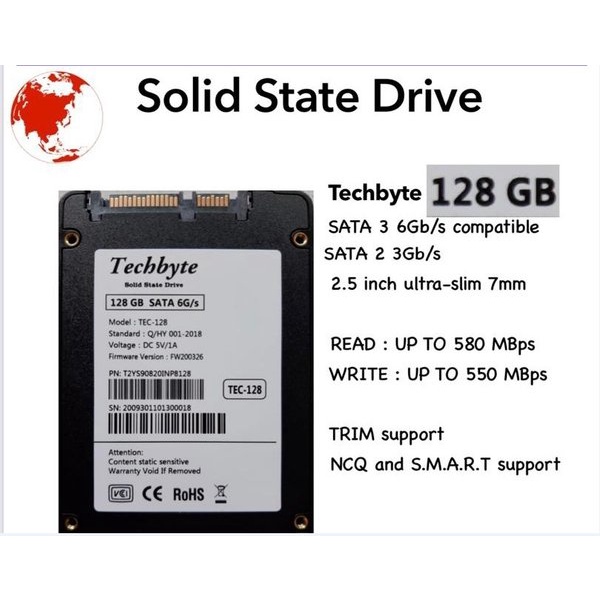 SSD TECHBYTE  120GB 128GB NEW garansi resmi 3 tahun bukan kingston