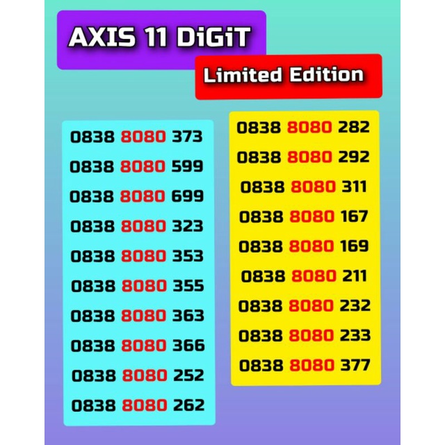 Limited Edition AXIS 11 DiGiT Cantik, STOCK TERBATAS