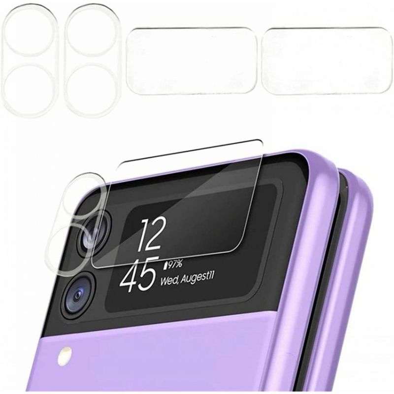 Anti Gores Camera Full Clear 2pcs Samsung Z Flip3 Screen Guard Protector Temper Glass Full Cover Bening Z Flip 3