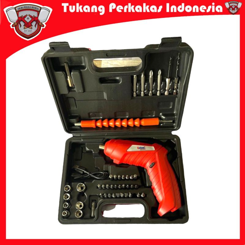 Kodenki mesin bor obeng baterai cordless screwdriver 47pcs