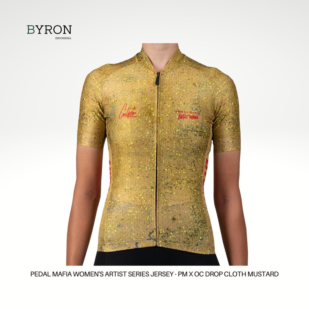 PEDAL MAFIA Women's Artist Series Jersey - PM X OC Drop Cloth Mustard