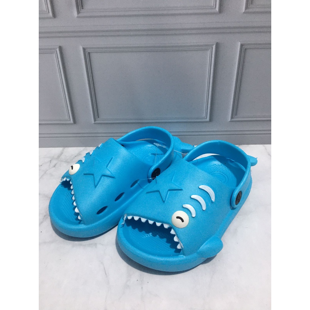 DX-371E Sandal Anak Selop Tali belakang Motif Ikan Paus Baby Shark Merek Dulux Ukuran 20-25