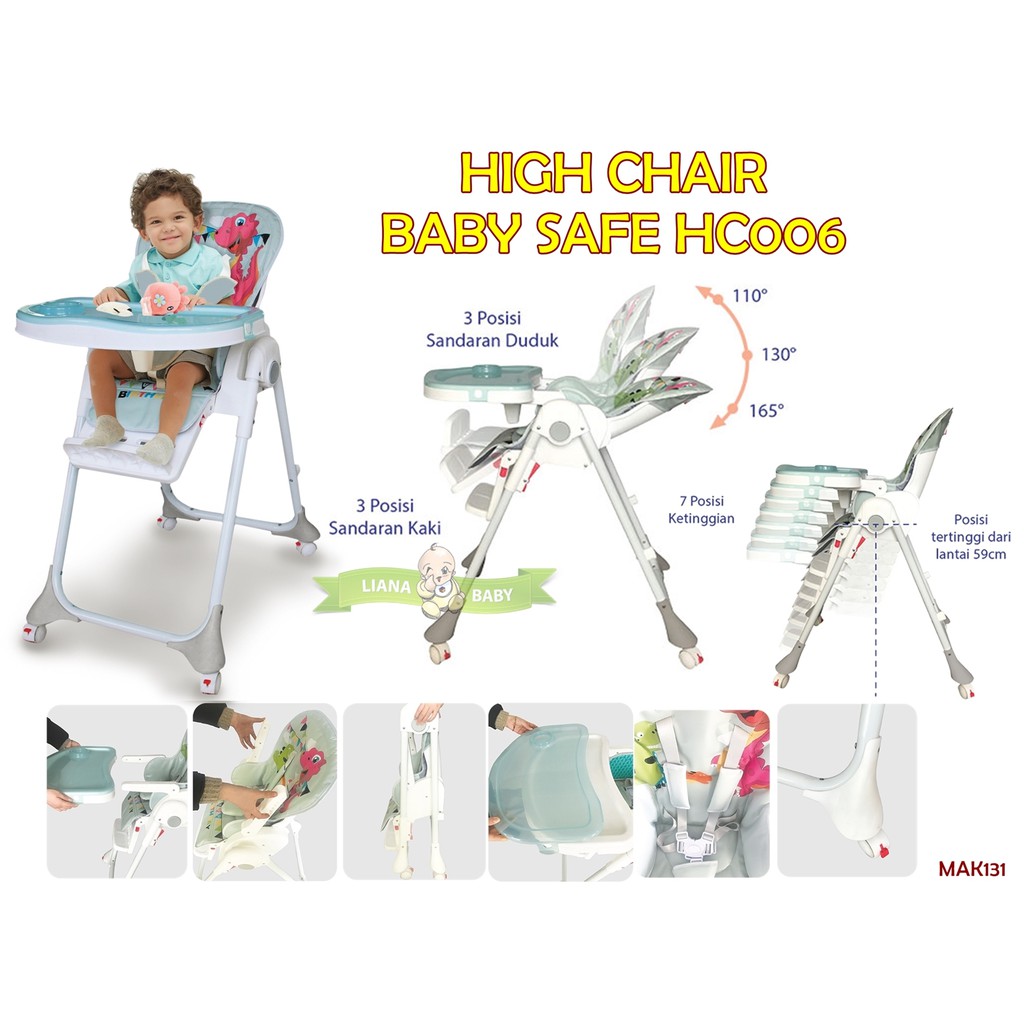 Mak131 High Chair Baby Safe Hc006 Kursi Makan Anak Shopee Indonesia