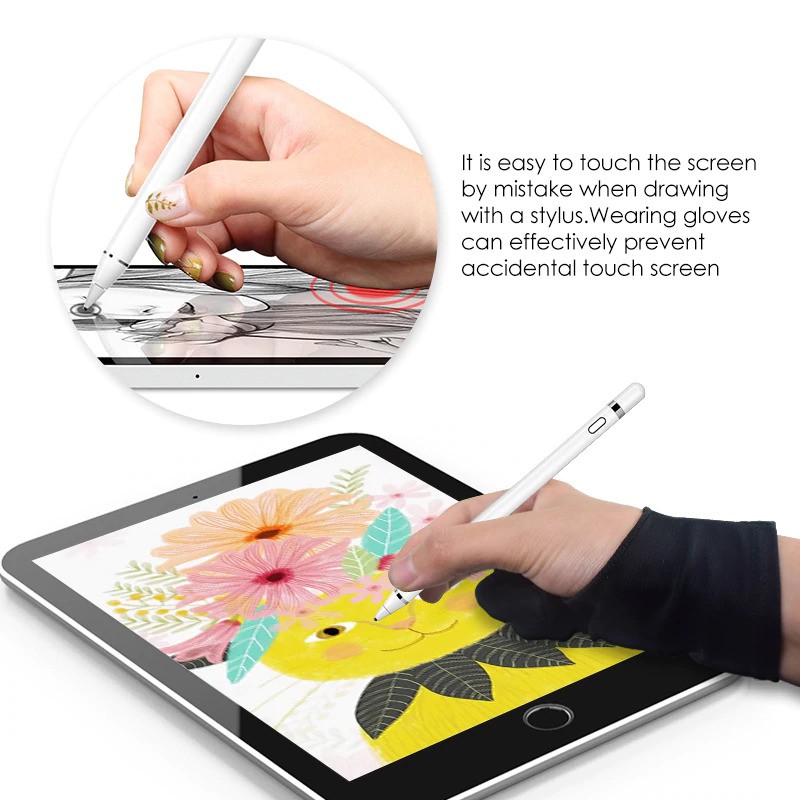 Sarung Tangan Stylus Two Finger Artist Anti-touch Glove Drawing Tablet Size L - LLC09 - Black