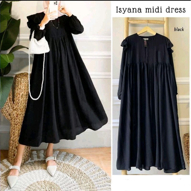 Bagja fashion -gamis Isyana MIDI  dress gamis wanita gamis murah gamis cantik