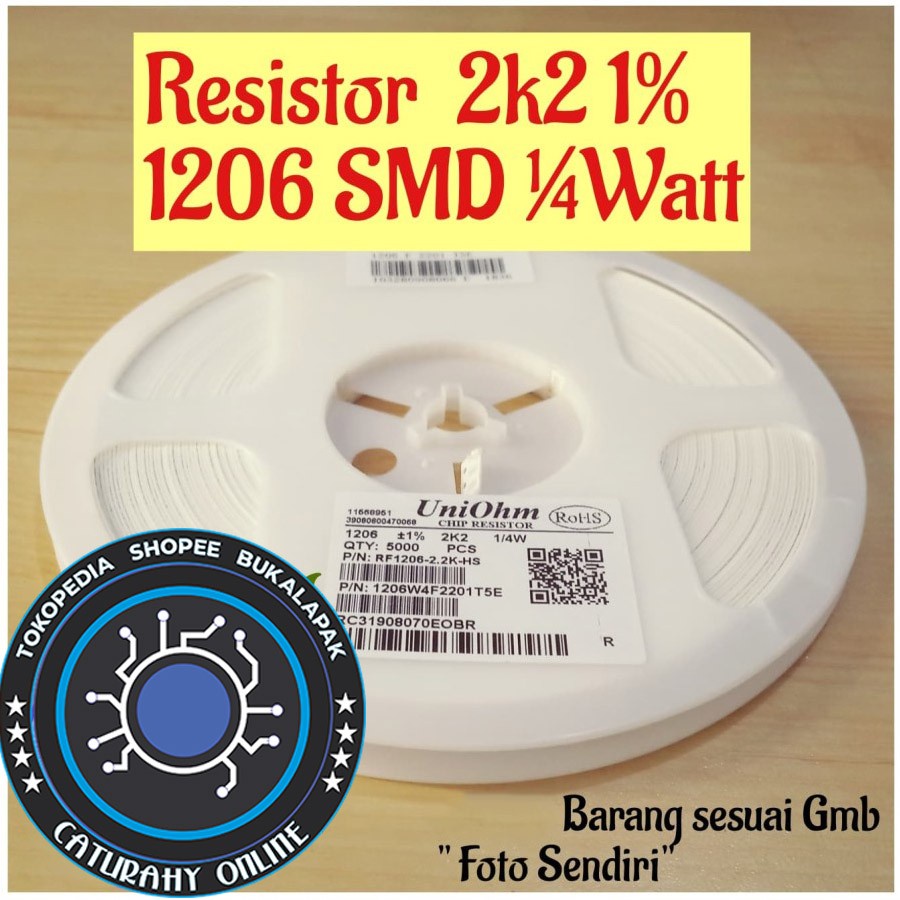 Resistor 1206 SMD 2K2 ohm 1% ¼ watt 2,2 R 2.2 kilo