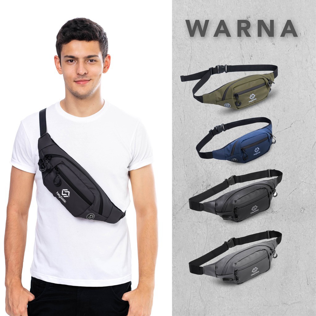 [BISA COD] TAS SELEMPANG PRIA WATERPROOF TAS PRIA LUCIO TAS SLEMPANG WAIST BAG PRIA ANTI AIR