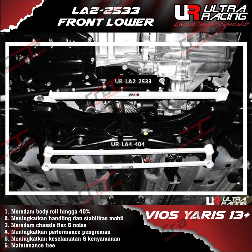 Aksesoris Stabiliser ULTRA RACING Safety Bar - Front Lower Bar 2 Points - Toyota Vios Yaris 13+ - LA