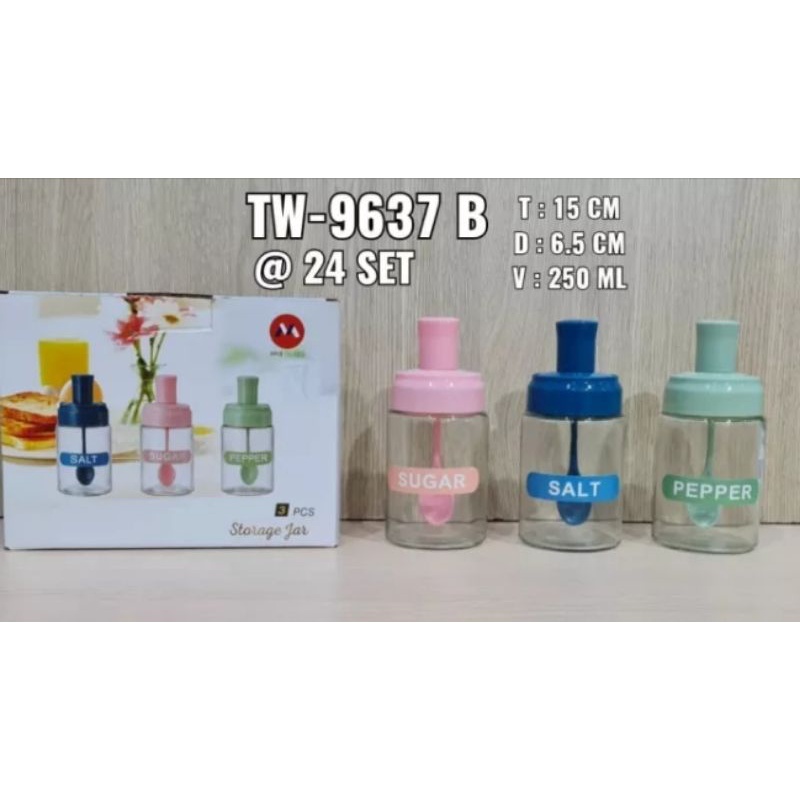 MKS Glas Botol Kaca Bumbu Dapur Dan Sendok Di Perbotolnya Isi 3Botol