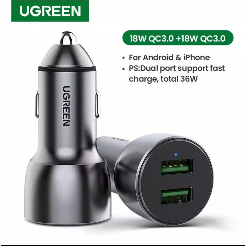 Ugreen Car Charger Qualcomm QC 3.0 - Car Charger Ugreen Mobil Dual Port