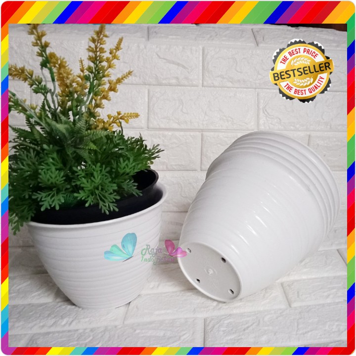 Pot Mahkota 20 Cm Hitam - Madu 20 Putih Pot Bunga Tanaman Bibit - Bukan Pot Glory Putih Tawon 20 Cm