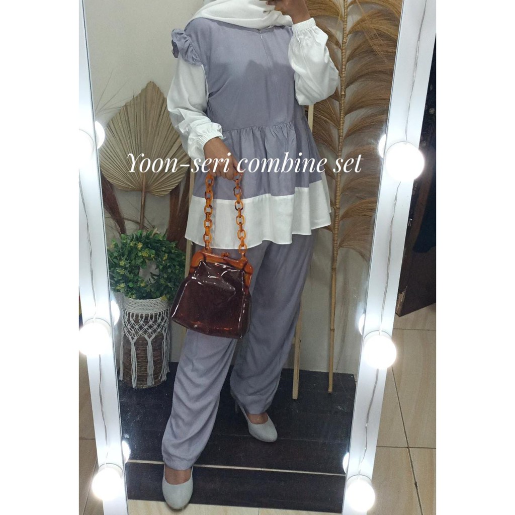 One Set Piyama Wanita Rayon / Yoon-seri combine set / Setelan Wanita Pajamas Polos Busui