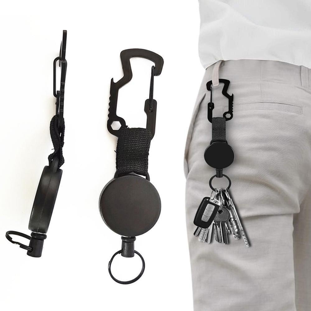 Agustinina Badge Reel Name Tag Card Recoil Belt Tarik Ditarik Alat Kantor Pembuka Gantungan Kunci Klip