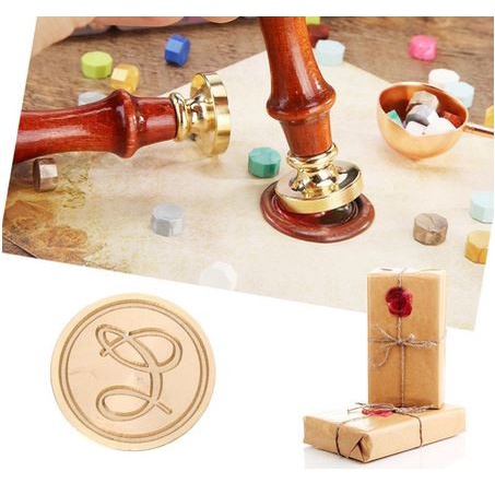 Wax Seal Stamp Wood Handle Dia. 3cm - Stempel Sealing Lilin Inisial