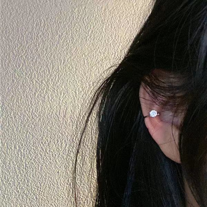 Anting Klip Tanpa Tindik Hias Zircon Berlian Imitasi Untuk Wanita