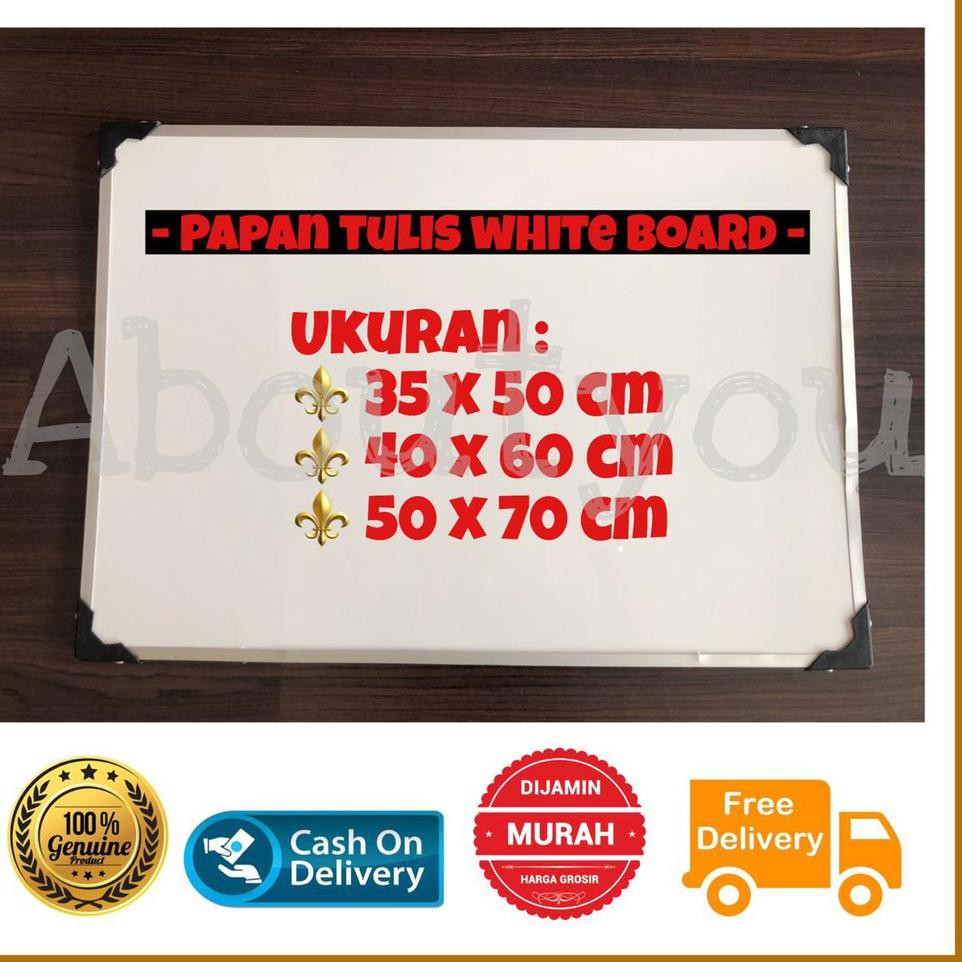 

<8322> White Board Papan tulis gantung tempel 40 x 60 cm murah besar putih