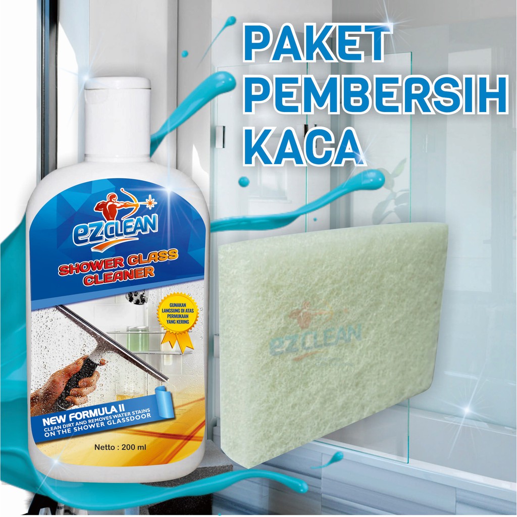 PAKET PEMBERSIH KACA EZCLEAN + ALAT GOSOK KACA WHITE PAD ...