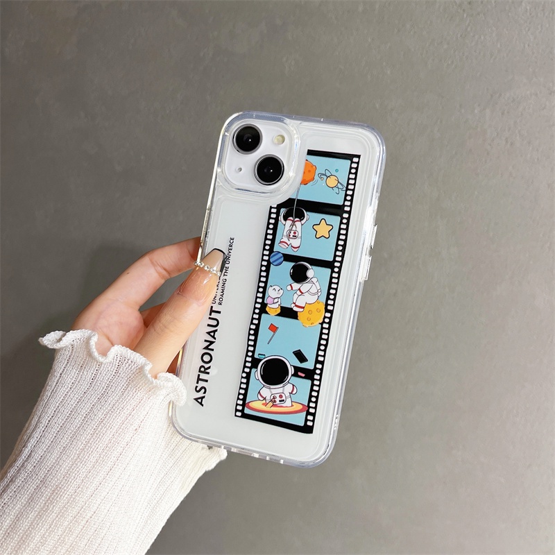 Case Transparan Motif Astronot Klasik Untuk iphone 11 12 13 pro max x xs xr xsmax 7 8 plus