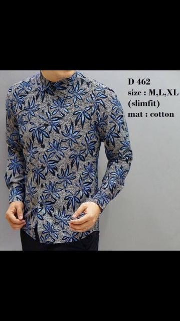 Colin Dion | Baju Batik Pria Lengan Pendek | Kemeja Batik Slimfit Warna Navy