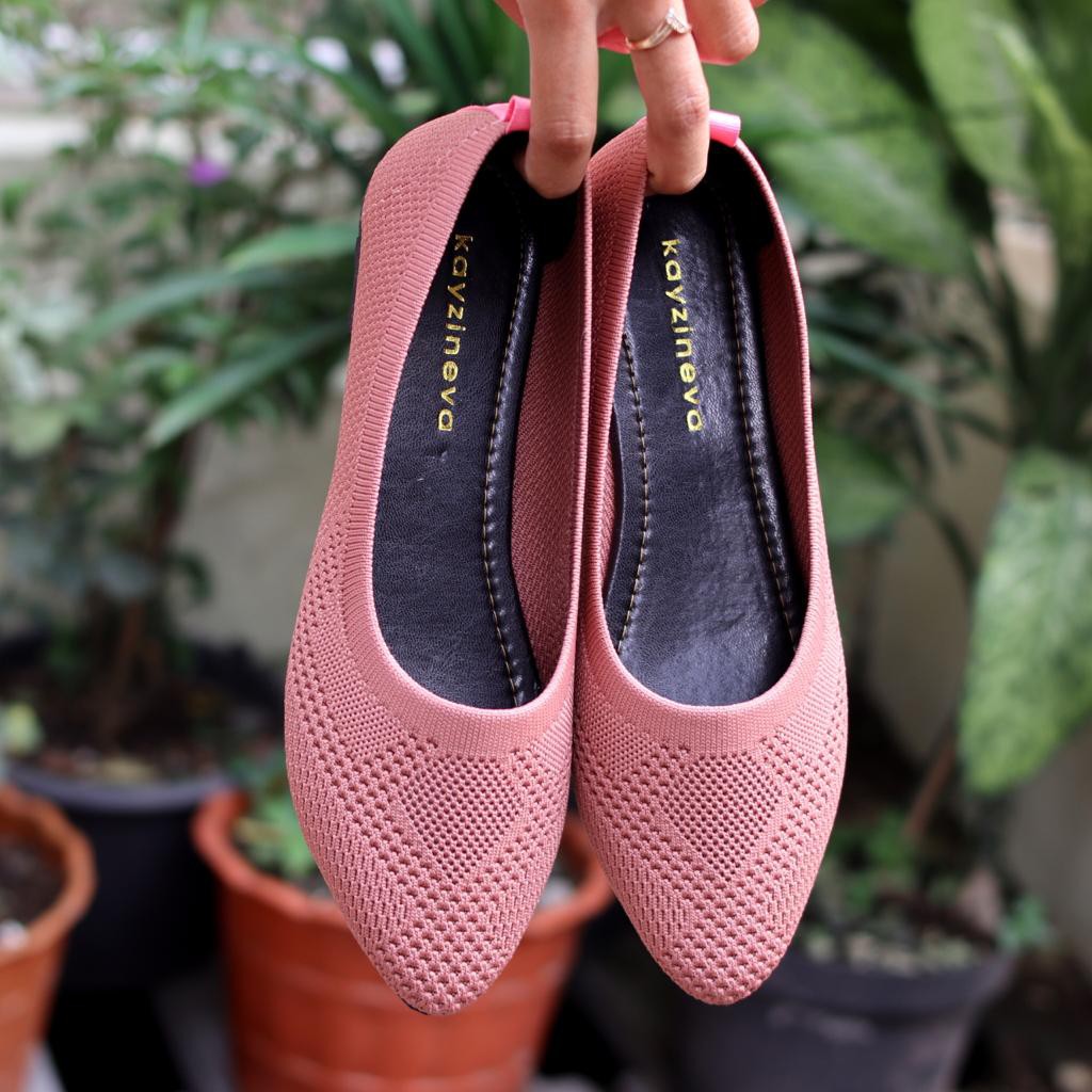 KAYZINEVA | CC04 Sepatu Wanita Rajut Flat Premium