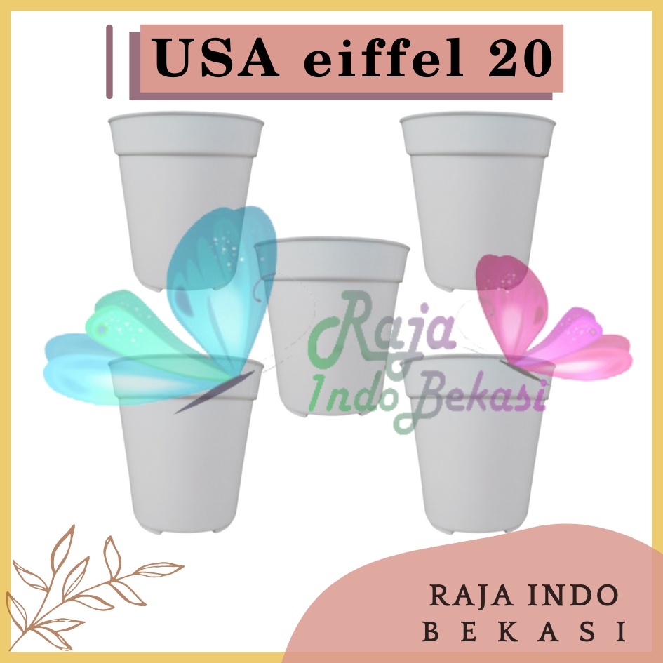 Pot Usa Eiffel 20 Putih Da 17 Cm Pot Bunga Plastik Cantik Murah Tinggi Uk Mirip Pot Tawon Pirus 18