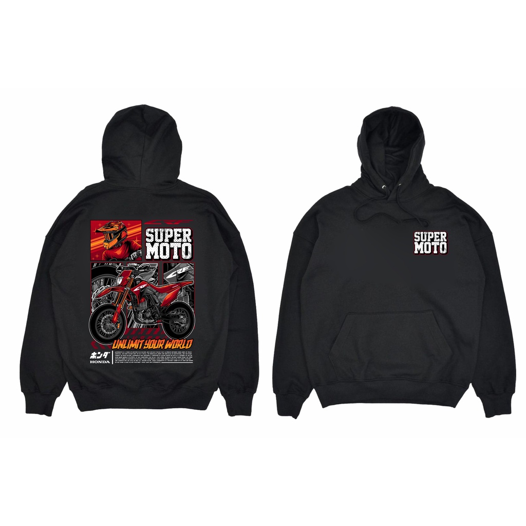 JAKET HOODIE HONDA CRF 150L SUPERMOTO BIG SIZE JUMBO