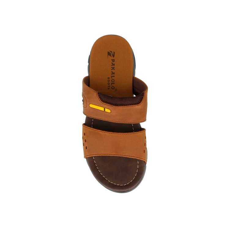 SANDAL SLIDE PAKALOLO PRIA ORIGINAL CASUAL KULIT ASLI COKLAT PB37