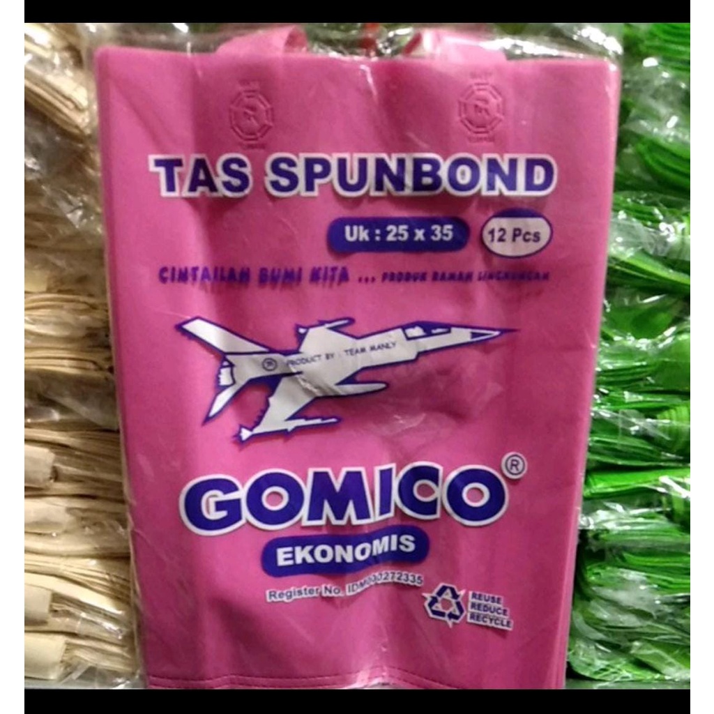 goodie bag merk GOMICO economis uk 25x35x8 / tas spunbond