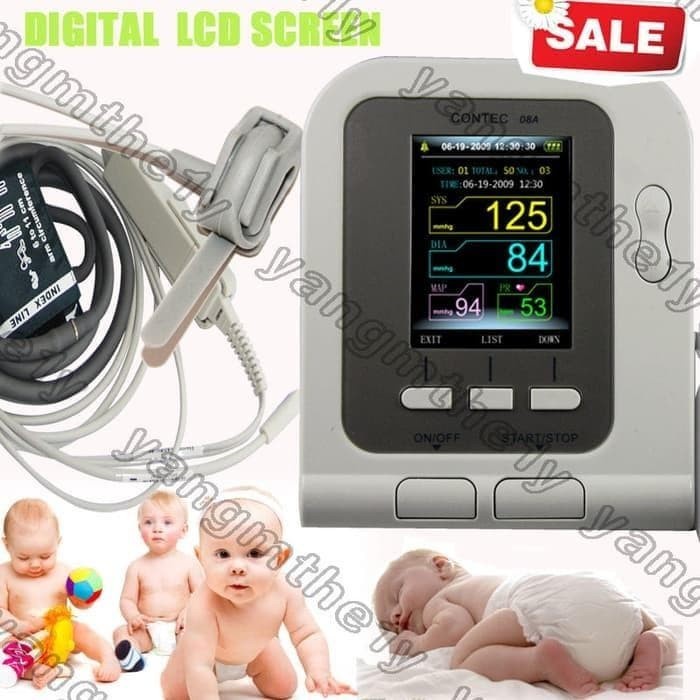 New DIGITAL BLOOD PRESSURE MONITOR NIBP + SPO2 probe +Software