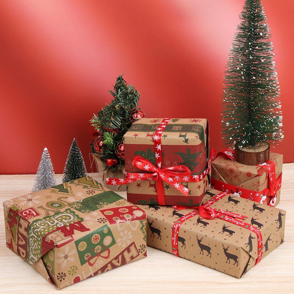 Solighter Wrapping Paper Hadir Dekorasi Tahun Baru Origami Paper DIY Craft Kraft Packing