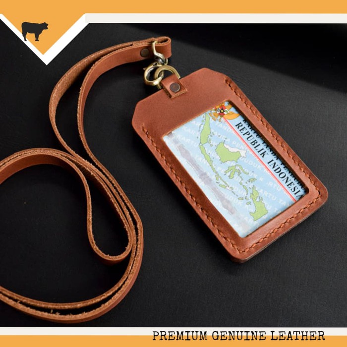 

GANTUNGAN ID CARD HOLDER NAME TAG KULIT ASLI HANDMADE GENUINE LEATHER