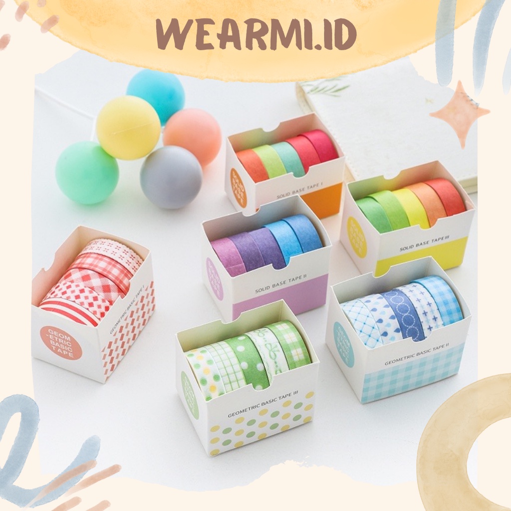 

5 Roll Washi Tape Basic Macaroon Morandi Tape Masking Scrapbook Bujo Jurnal DIY Aesthetic- w27