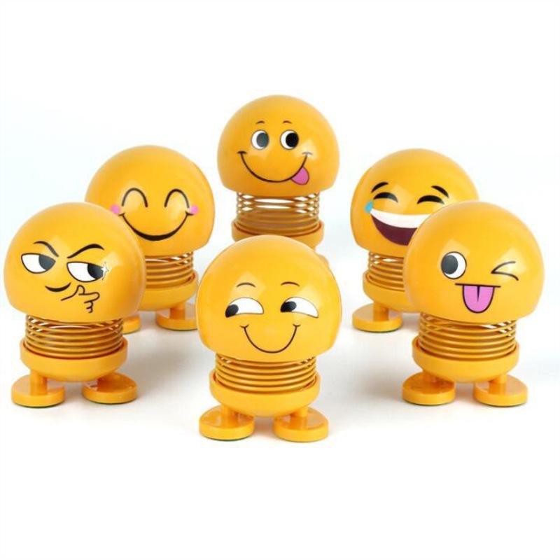 ❥•TIK TOK Car Emoticon Pack Spring Doll Shaking Head Cute Car Interior Smiley Doll