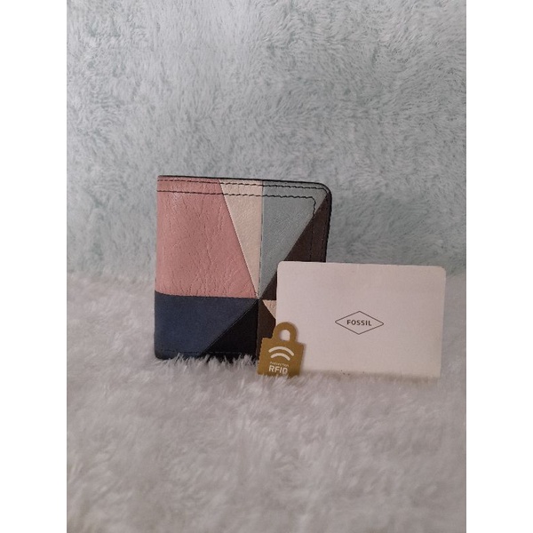fossil logan patchwok small wallet || dompet fossil murah || dompet wanita
