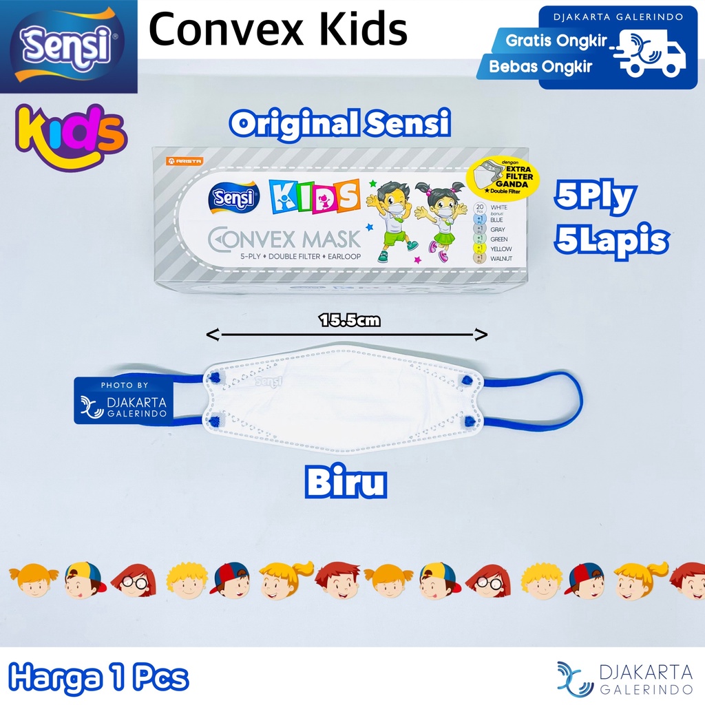 Masker Sensi Convex Kids / Sensi Convex Junior / Sensi Convex Anak 5Ply Original