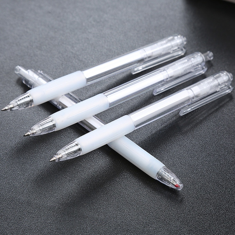 5pcs 0.5mm Black Ink Transparent Press Signature Gel Pen School Office Stationery Supplies